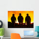 A silhouette of three fire fighters Wall Mural