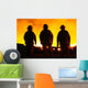 A silhouette of three fire fighters Wall Mural