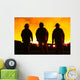 A silhouette of three fire fighters Wall Mural