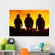 A silhouette of three fire fighters Wall Mural