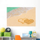 Drawing connected hearts on beach Wall Mural