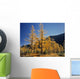 Upper Rowe Lake And Larch Trees In Fall Wall Mural