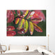 Dew On Wild Rose Leaves In Fall, Kananaskis Country, Alberta Wall Mural