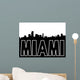 Miami Skyline Black Silhouette Wall Mural