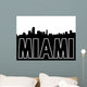 Miami Skyline Black Silhouette Wall Mural