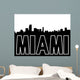 Miami Skyline Black Silhouette Wall Mural