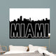 Miami Skyline Black Silhouette Wall Mural