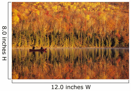 Canoeists At Sunrise, Lac Bouchard, La Mauricie National Park Quebec Wall Mural