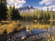Bow River And Castle Mountain, Banff National Park, Alberta Canada Wall Mural