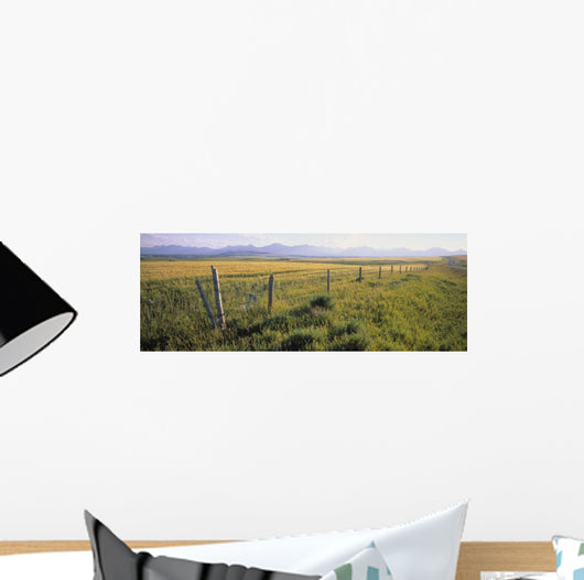 Fence And Barley Crop Wall Mural