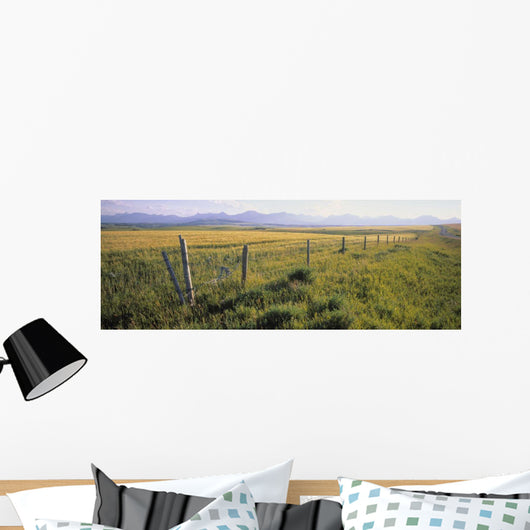 Fence And Barley Crop Wall Mural