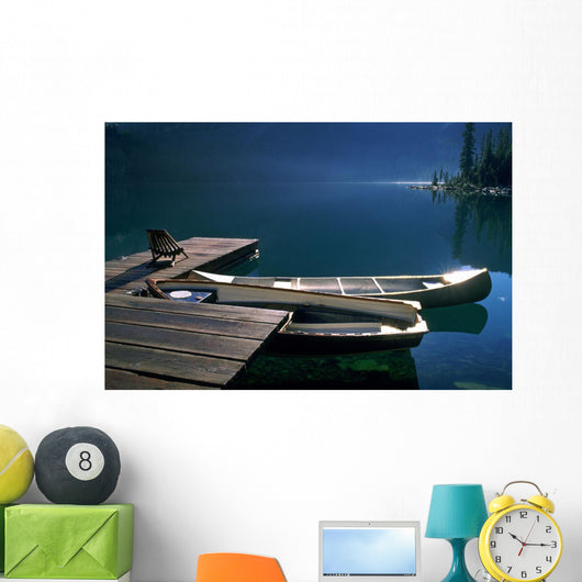 Canoes, Lake O'hara, Yoho National Park, British Columbia Wall Mural