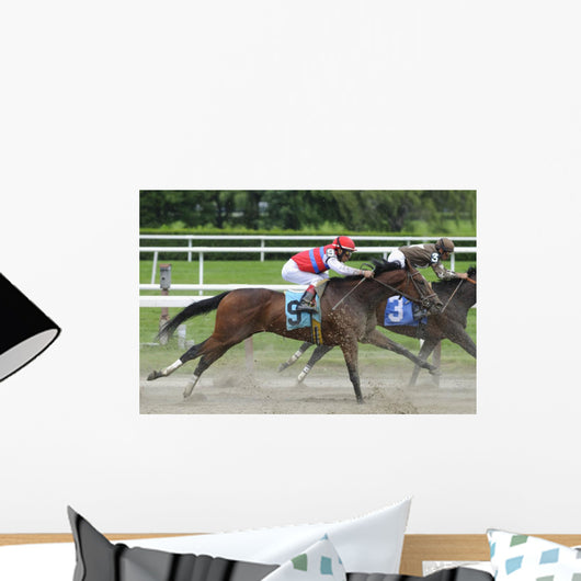 Horse racing at Belmont Track Long Island NY Wall Mural