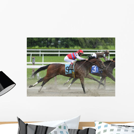 Horse racing at Belmont Track Long Island NY Wall Mural