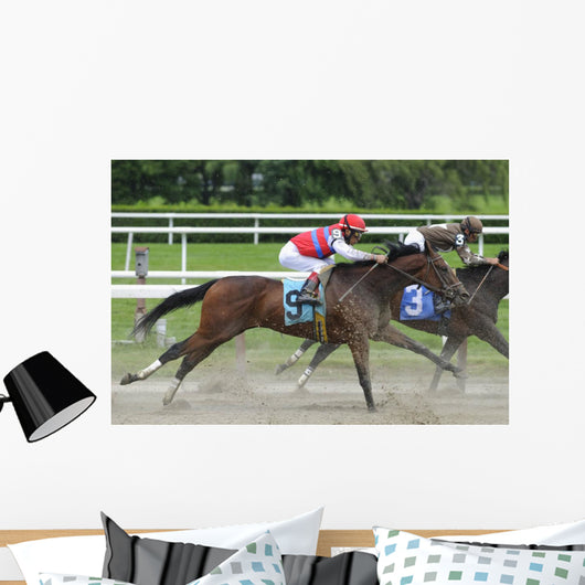 Horse racing at Belmont Track Long Island NY Wall Mural