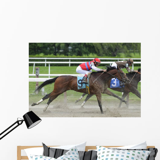 Horse racing at Belmont Track Long Island NY Wall Mural
