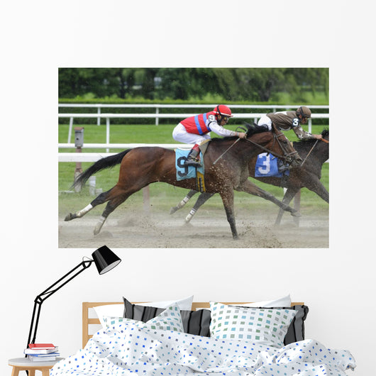 Horse racing at Belmont Track Long Island NY Wall Mural