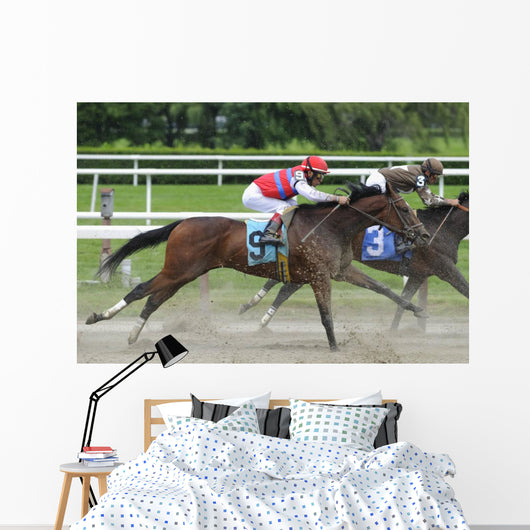 Horse racing at Belmont Track Long Island NY Wall Mural