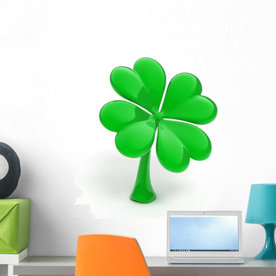 Lucky Four Leaf Clover Wall Decal shown on a wall