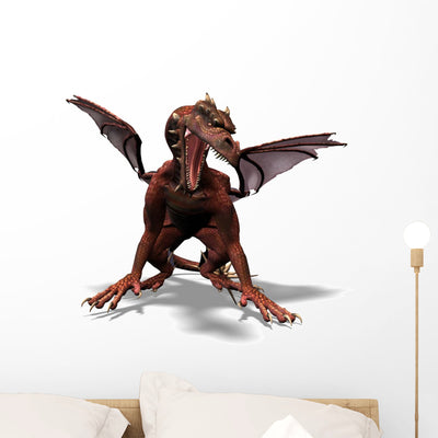 Dragon Attack Wall Decal shown on a wall