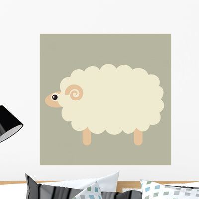 Vector Sheep Wall Mural shown on a wall