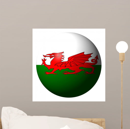 Welsh Flag Sphere White Wall Decal