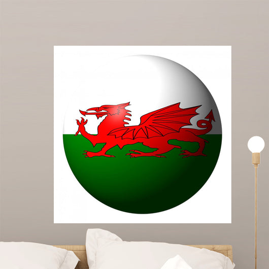 Welsh Flag Sphere White Wall Decal