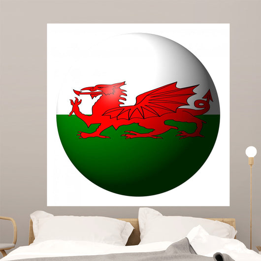 Welsh Flag Sphere White Wall Decal