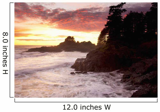 Waves At Cox Bay And Sunset Point At Sunset Near Tofino Wall Mural