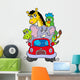 African animals in red car Wall Decal