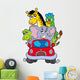 African animals in red car Wall Decal