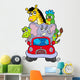 African animals in red car Wall Decal