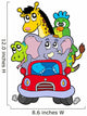 African animals in red car Wall Decal