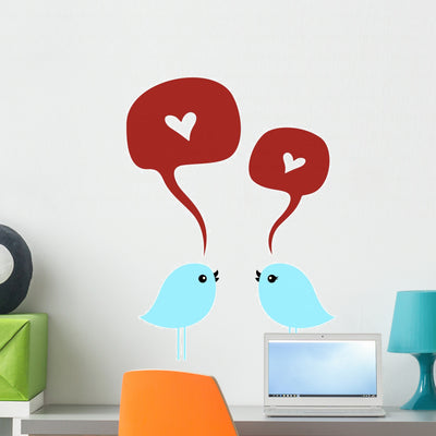 Birds with Love Wall Decal shown on a wall