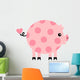 Pink Polka-Dotted Pig with a Heart Shaped Tail Wall Decal