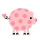 Pink Polka-Dotted Pig with a Heart Shaped Tail Wall Decal