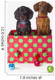 Two Dachshund Puppies Inside A Polka Dot Christmas Gift Box Wall Mural