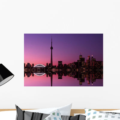 Toronto Skyline Sunset Toronto Wall Mural shown on a wall