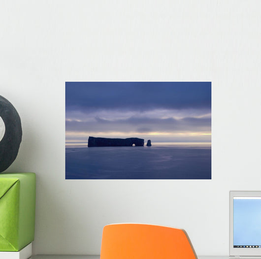 Rock Formation Perce Rock In The Water In Shades Of Blue Wall Mural