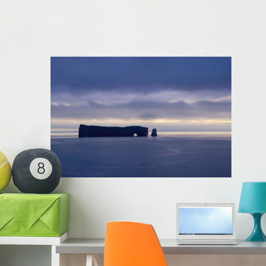 Rock Formation Perce Rock In The Water In Shades Of Blue Wall Mural