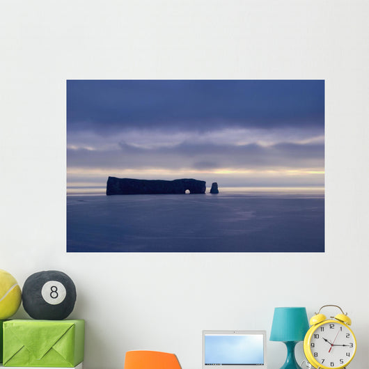 Rock Formation Perce Rock In The Water In Shades Of Blue Wall Mural