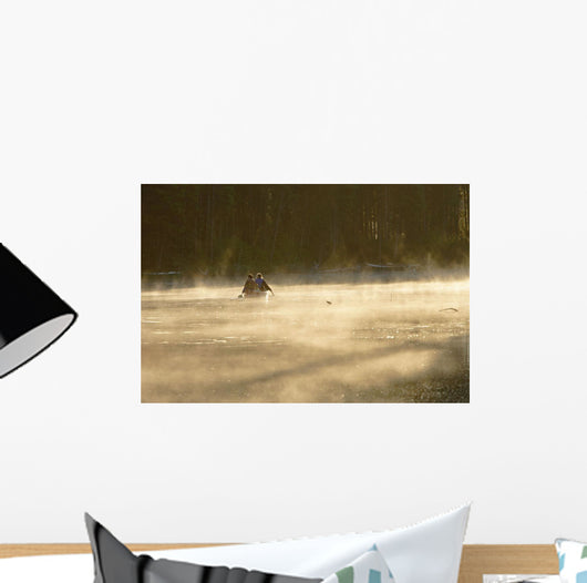 Family Canoeing On Trout Pond, Gaspesie Wildlife Reserve, Quebec Wall Mural