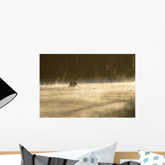 Family Canoeing On Trout Pond, Gaspesie Wildlife Reserve, Quebec Wall Mural