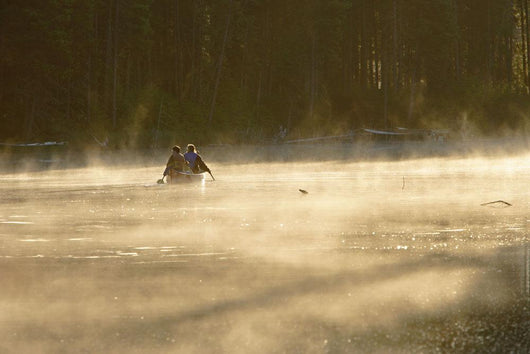 Family Canoeing On Trout Pond, Gaspesie Wildlife Reserve, Quebec Wall Mural
