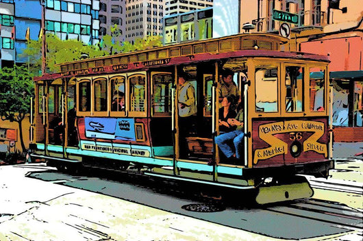Comic Image Cable Car Wall Decal