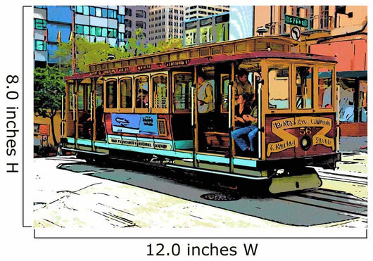 Comic Image Cable Car Wall Decal