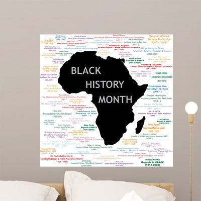 Black History Month Collage Wall Mural shown on a wall