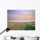 Hay Bales And Sunrise In Fog Near Cremona Alberta Wall Mural