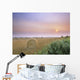 Hay Bales And Sunrise In Fog Near Cremona Alberta Wall Mural