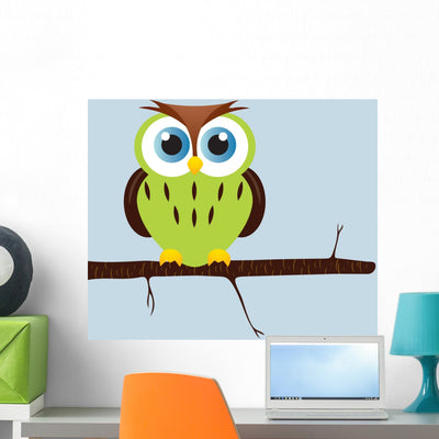 Owl Wall Mural shown on a wall